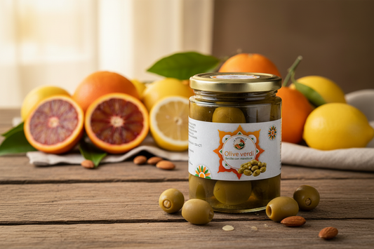 Olive Verdi Nocellare dell’Etna ripiene alle Mandorle