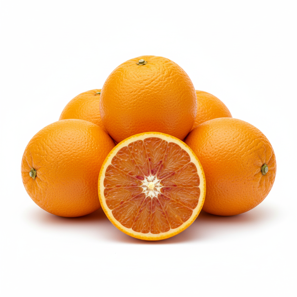 Arance Tarocco su sfondo bianco