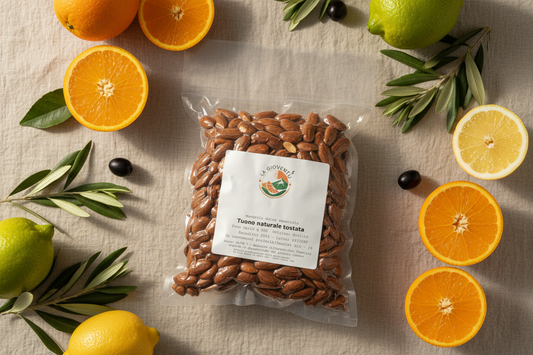 Flat lay con agrumi siciliani