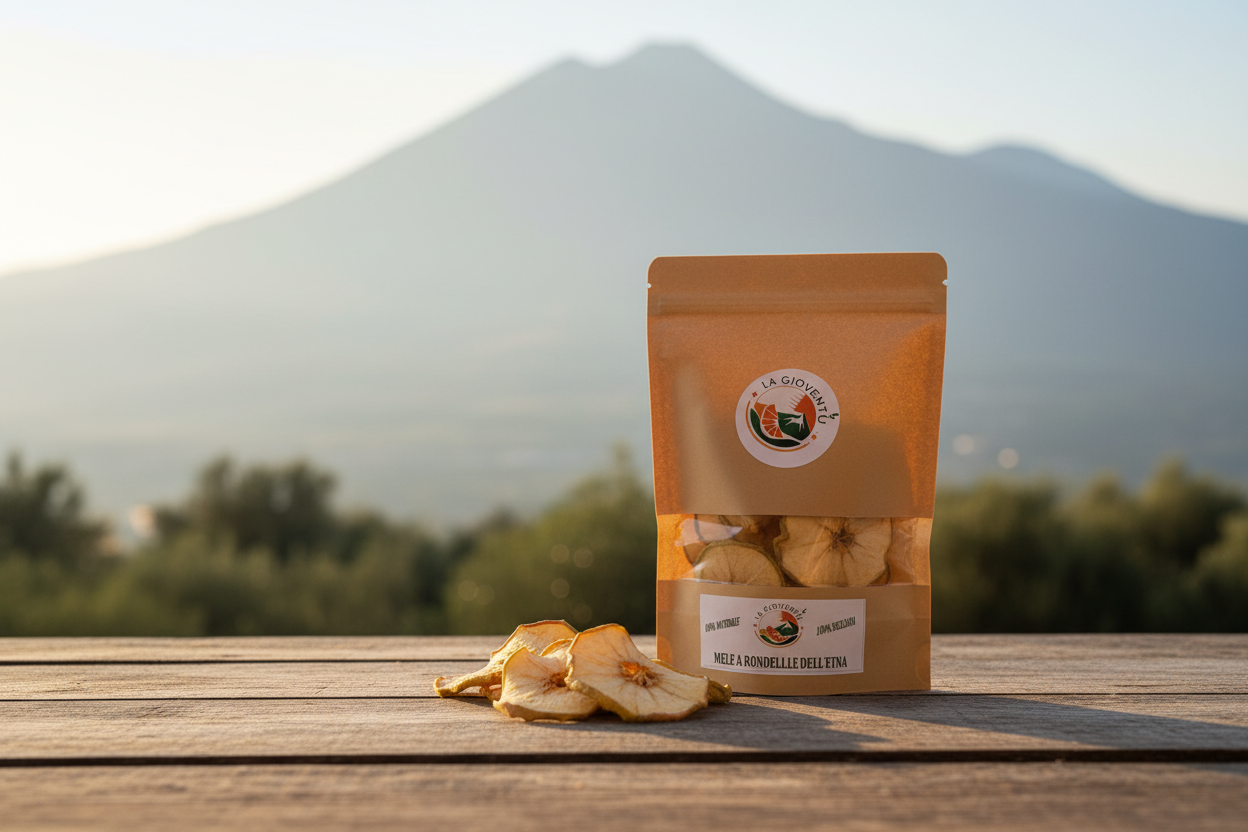 Mele delle’Etna a Rondelle Essiccate Chips - 100% Naturale e Siciliane - 90 gr