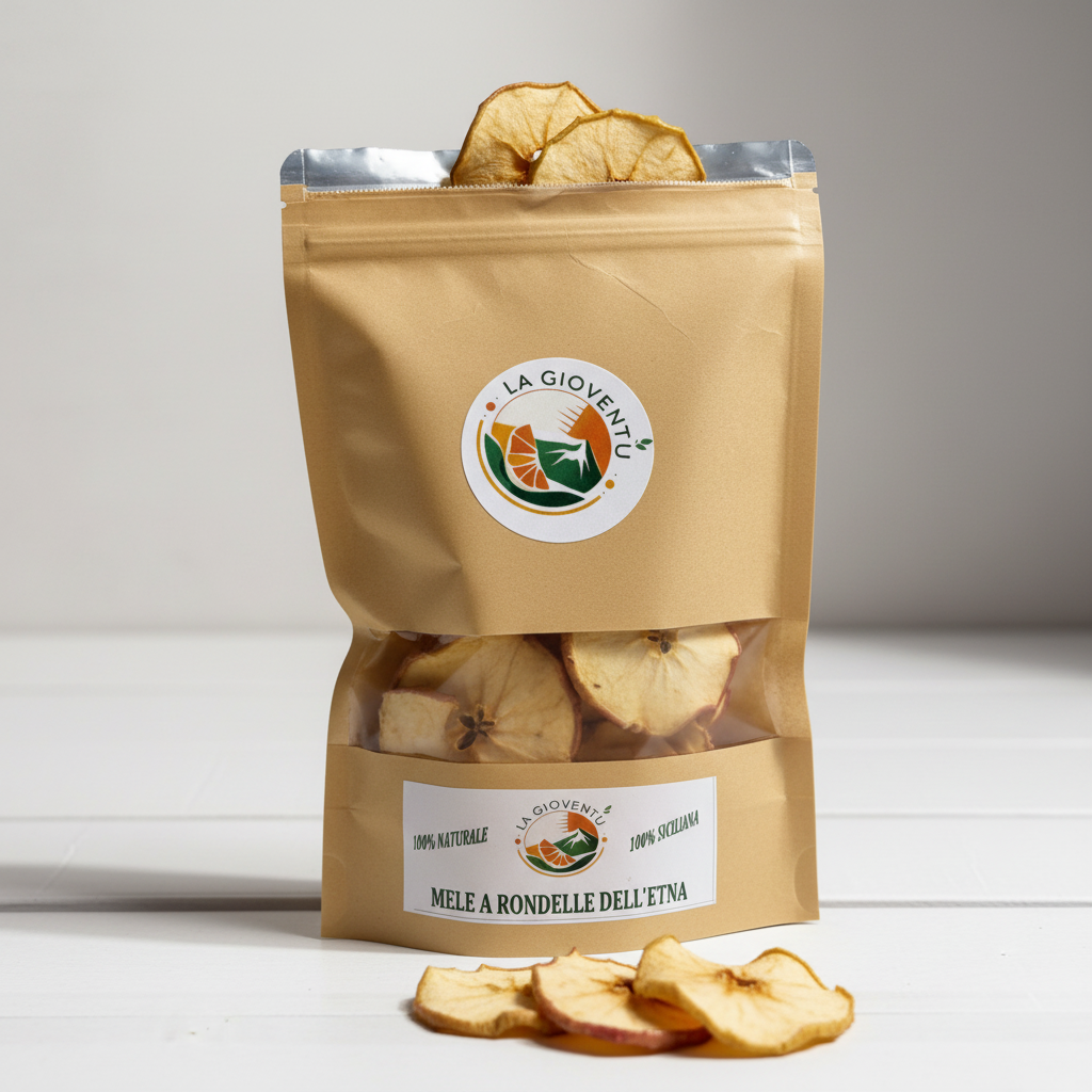 Mele delle’Etna a Rondelle Essiccate Chips - 100% Naturale e Siciliane - 90 gr
