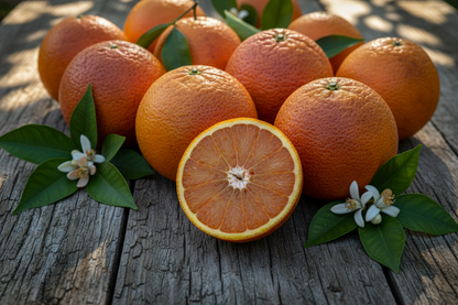 Arance Tarocco primo piano agrumeto