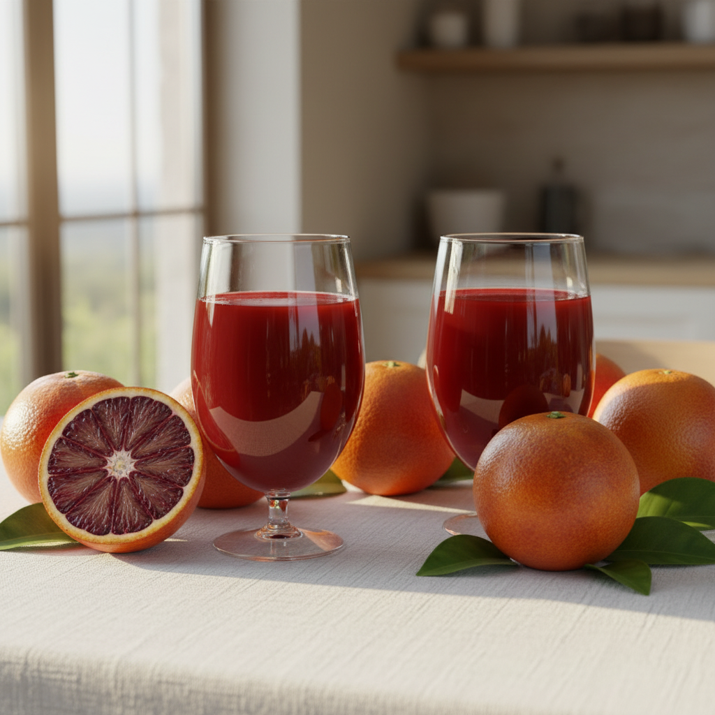 Colazione con spremuta di arance rosse