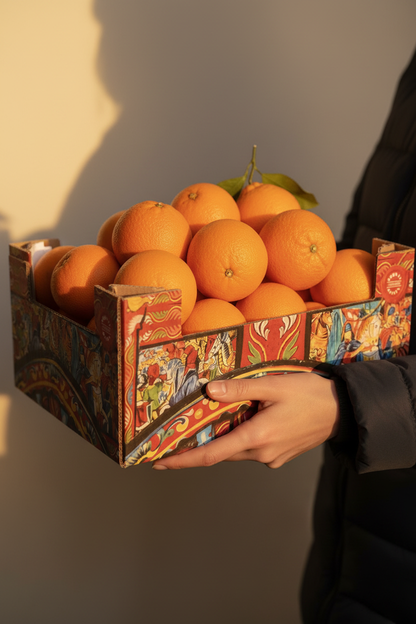 Dettaglio ravvicinato mani e scatola - verticale